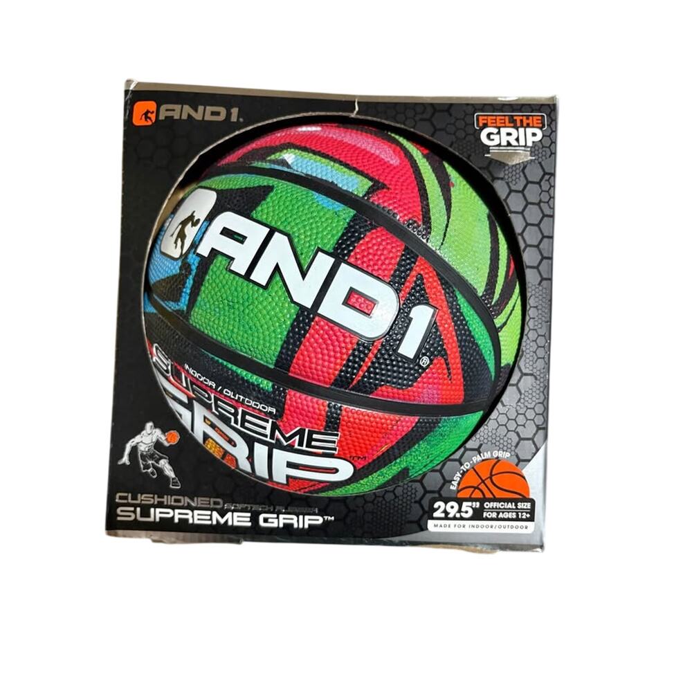 AND1 Chaos Official Size 7 Basketball 29.5" Deep Channel Rubber Needs Air